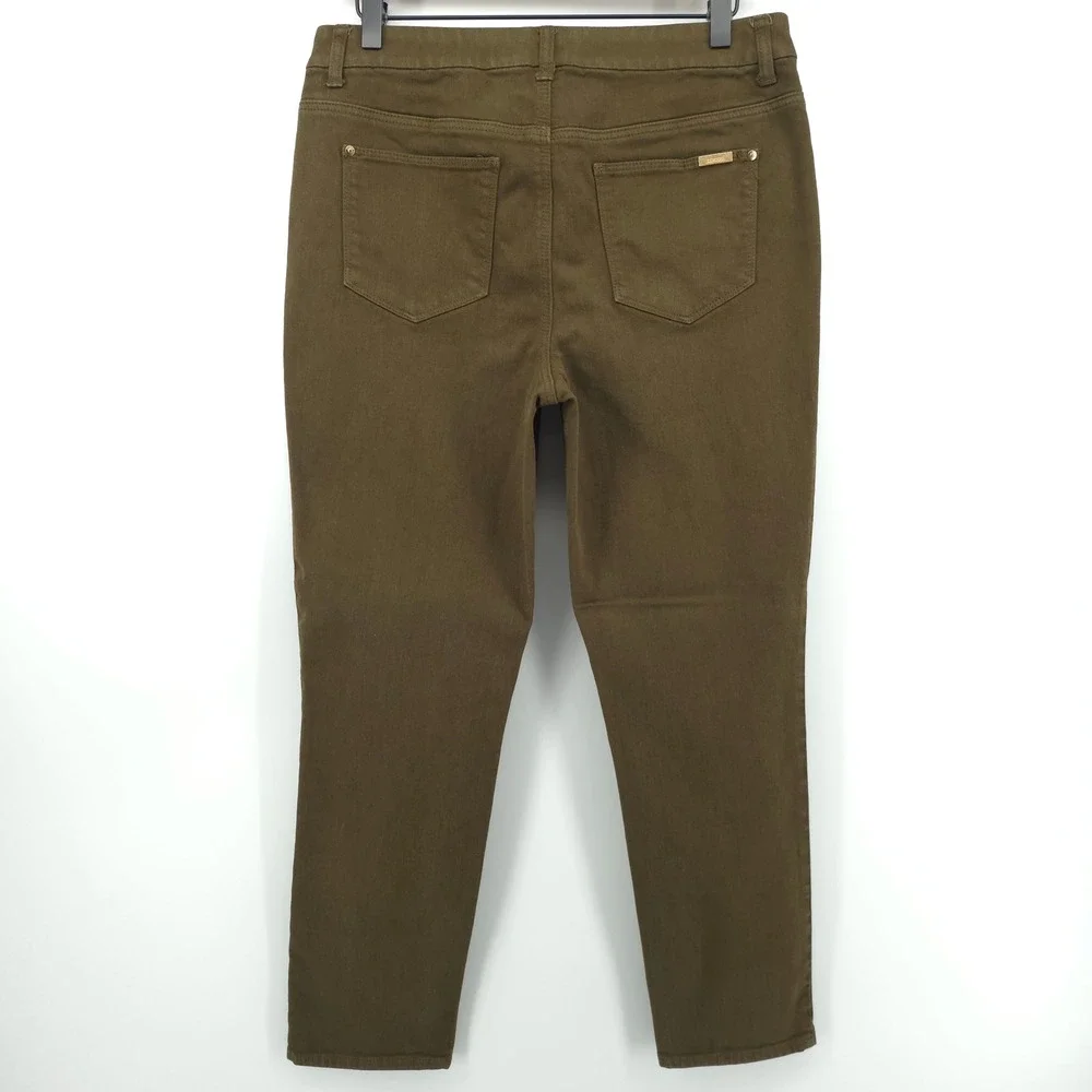Chico's Women Jeans So Slimming Girlfriend Ankle 0.5 (US 6) Olive‎ Green